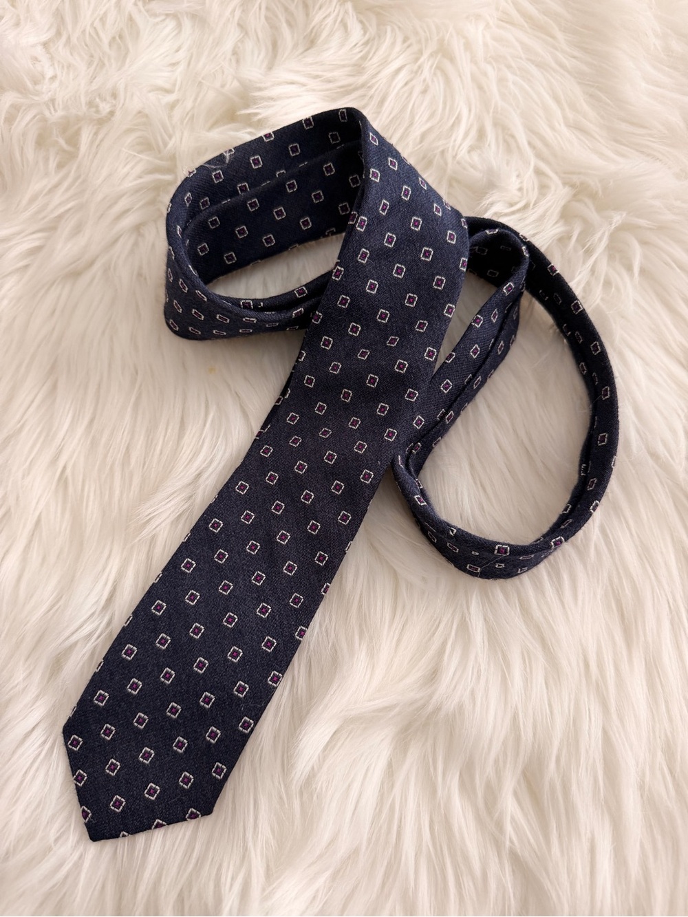 J. Crew Navy Tie with Small Square Motif